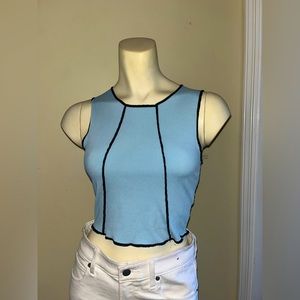 XS Shein Blue Tank with Black Design